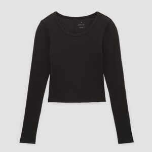 Everlane Pima Cotton Cropped Scoop Neck Long Sleeve